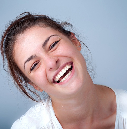 a young woman smiling