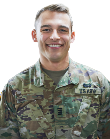 Smiling man in U S Army uniform
