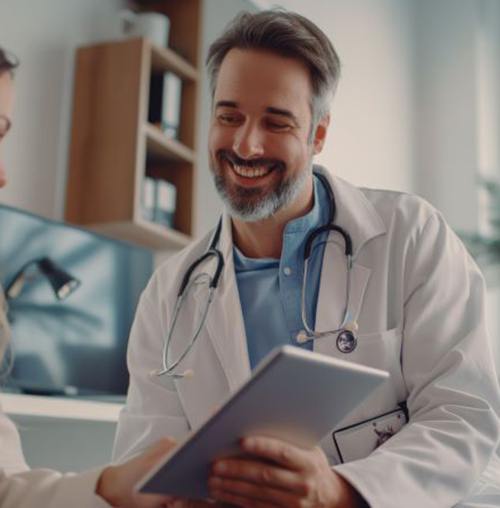 Patient and doctor talking during consultation